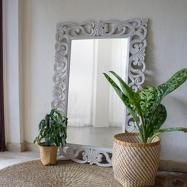 Home & Goods International Wooden Hand Carved Decorative Wall Mirror Frame - Perfect for Bedroom, Living Room, and Home Décor - Vertical or Horizontal Hanging - Elegant Framed || 36 x 60 Inch