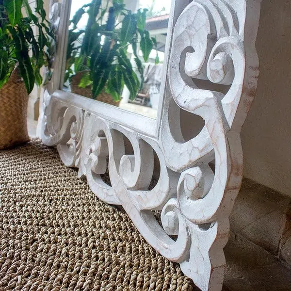 Home & Goods International Wooden Hand Carved Decorative Wall Mirror Frame - Perfect for Bedroom, Living Room, and Home Décor - Vertical or Horizontal Hanging - Elegant Framed || 36 x 60 Inch
