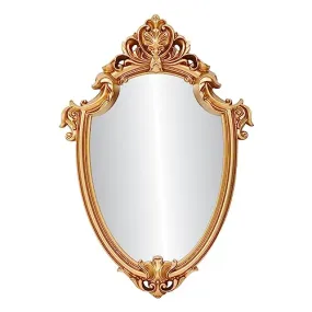 MERISHOPP Decorative Wall Mirror Vintage Carved Hanging Mirrors for Entryway Apartment Gold
