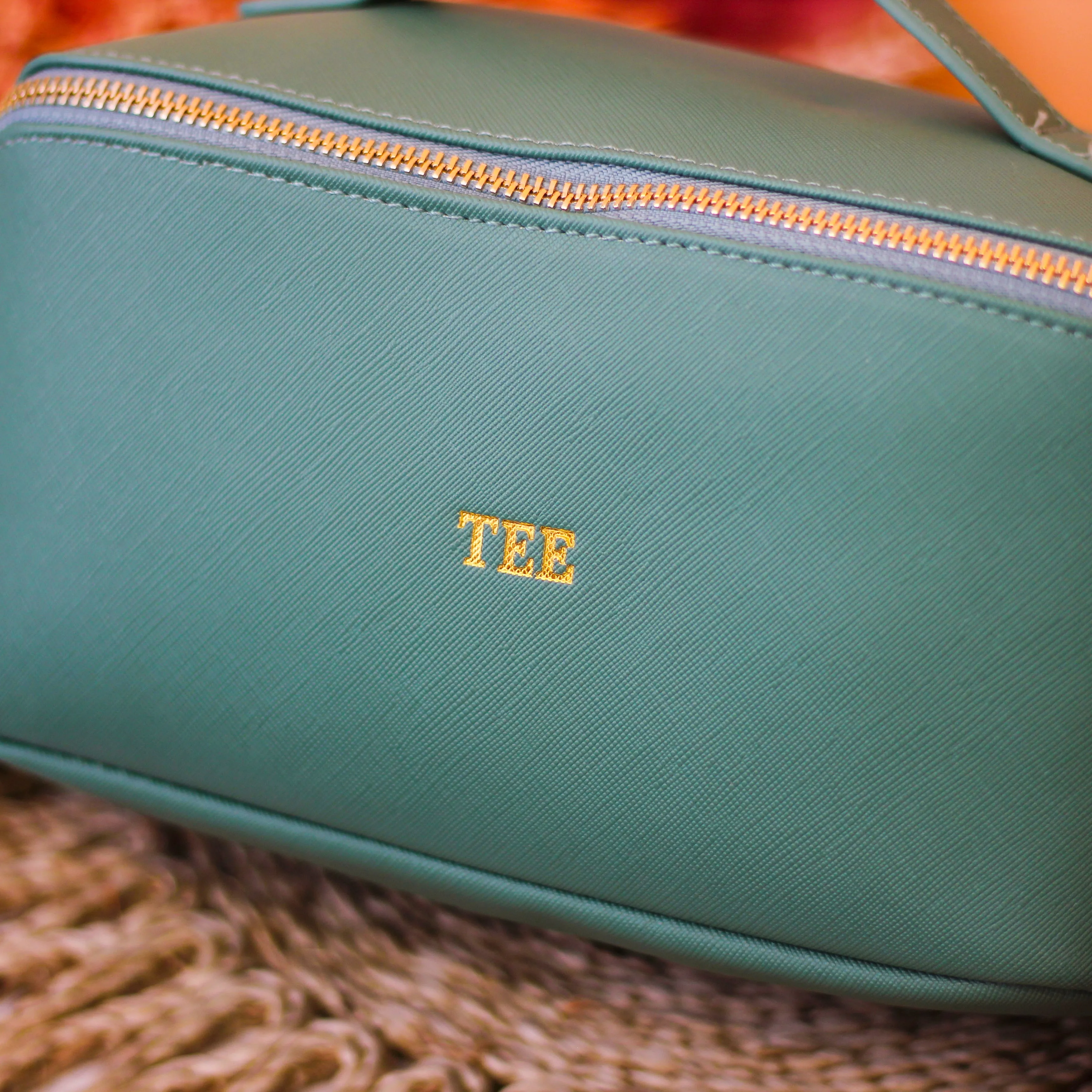 Personalised Lilac Open Flat Make Up Accessory Case Bag