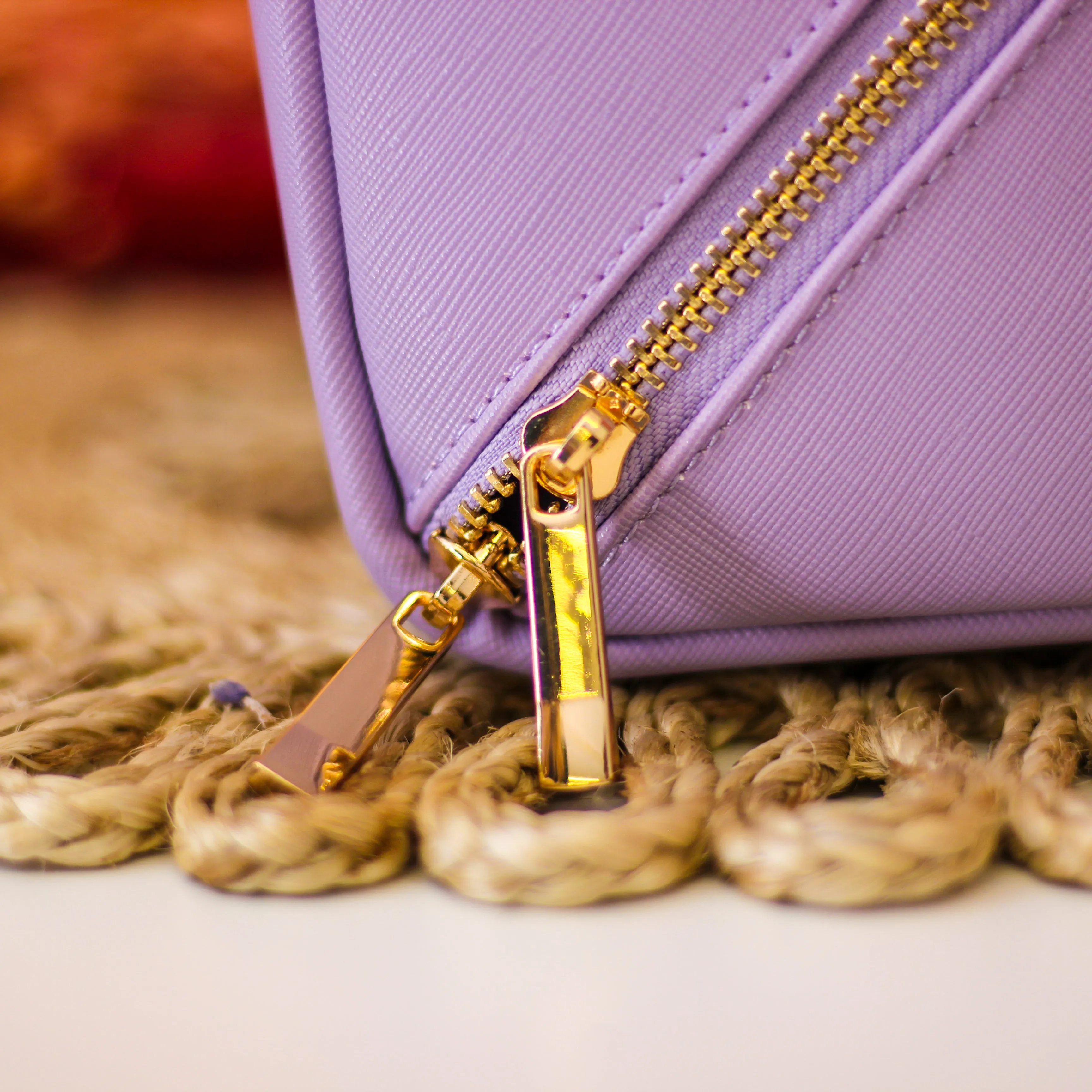Personalised Lilac Open Flat Make Up Accessory Case Bag