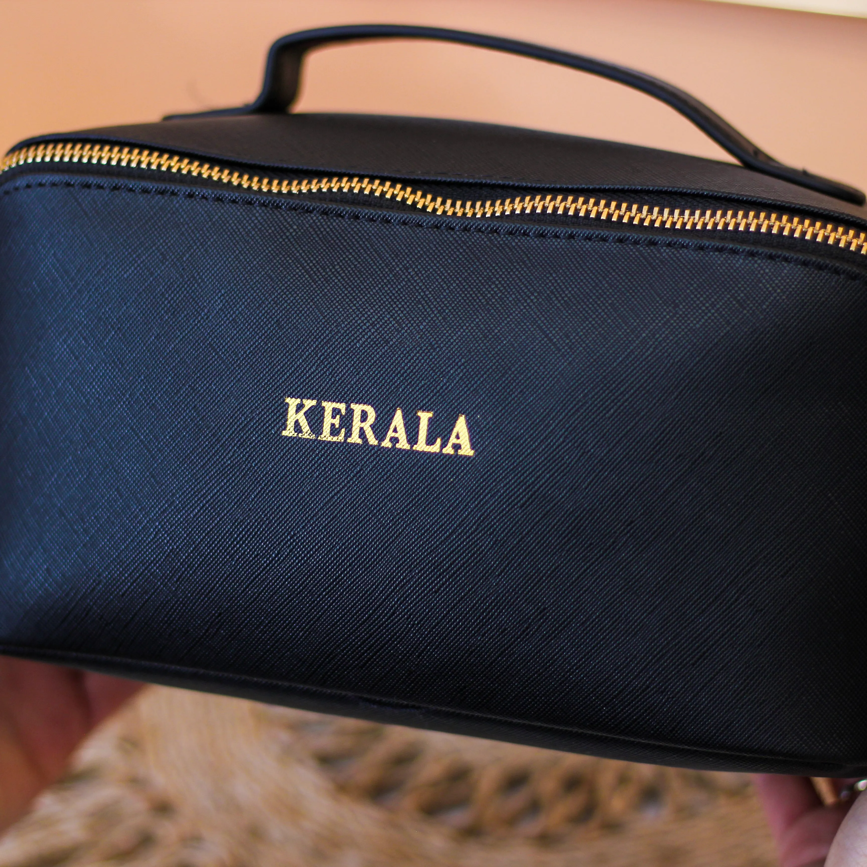 Personalised Lilac Open Flat Make Up Accessory Case Bag
